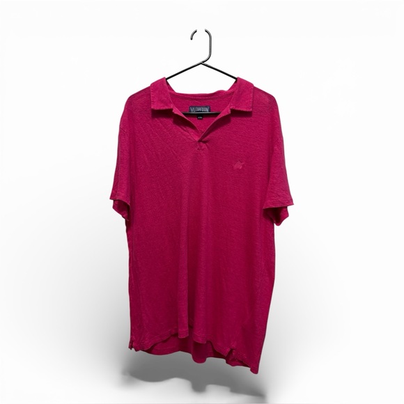Vilebrequin Tops - Vilebrequin Men's Hot Pink 100% Linen Polo‎ Lightweight Size XXL